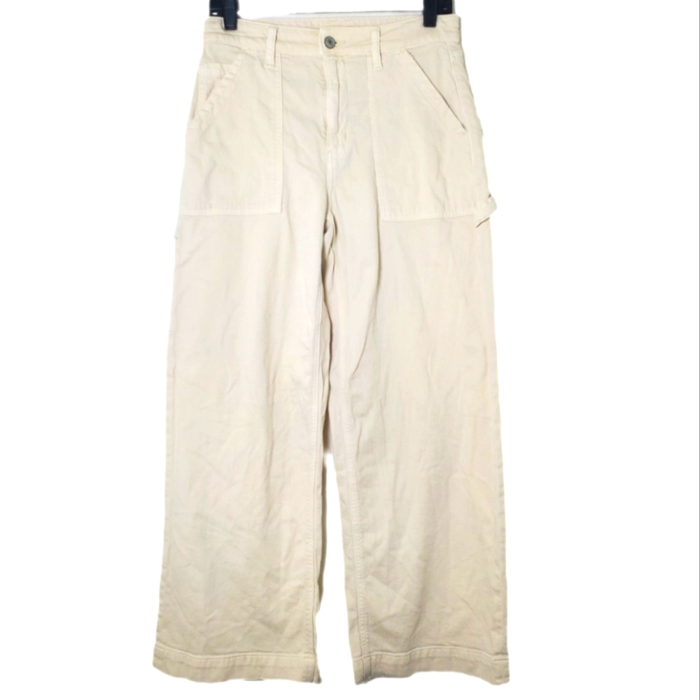 American Eagle Outfitters Cream Wide Leg Jeans